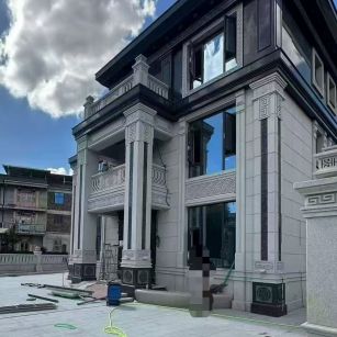 牡丹江 别墅干挂，芝麻白与芝麻黑完美配合