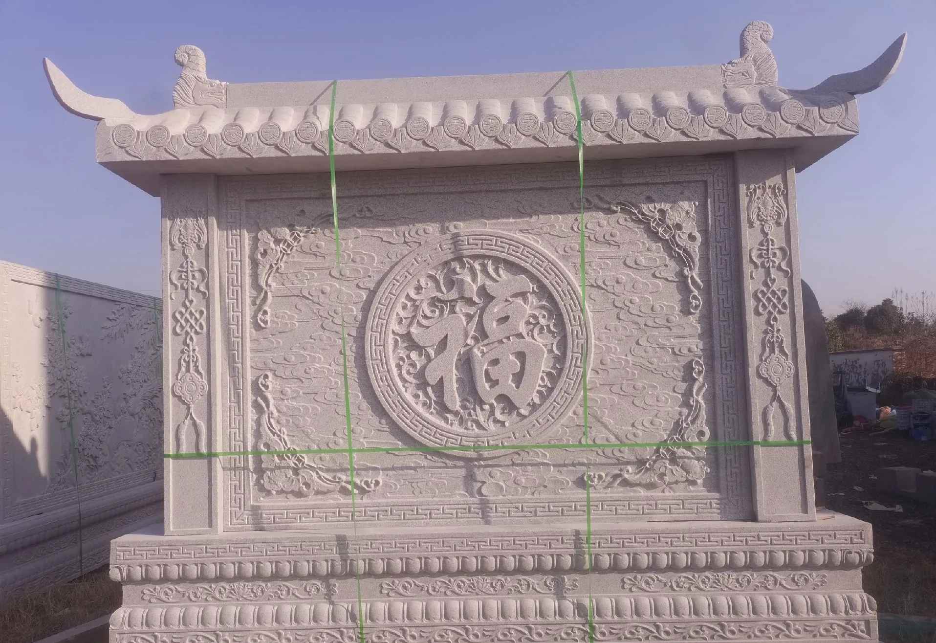 牡丹江 芝麻白花岗岩屏风，照壁，影壁